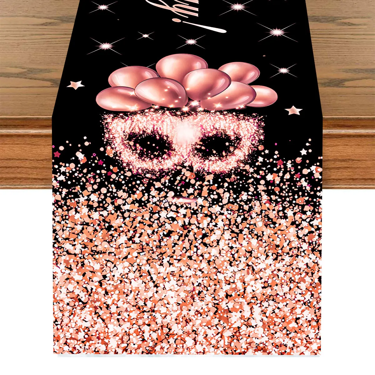 35x180cm Rose Black Gold Table Runner Birthday Party Decoration Adult Gold Glitter Birthday Table Runner Indoor Ladies Birthday
