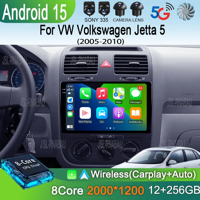 Android 15 Für VW Volkswagen Jetta 5 2005 - 2010 Auto Radio Player Stereo Multimedia WIFI BT GPS Navigation Player QLED bildschirm