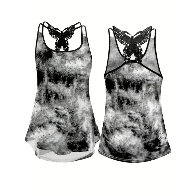 Plus ขนาด 1XL-5XL พิมพ์เสื้อเซ็กซี่สลิง Shirtd เสื้อกั๊กผู้หญิงแฟชั่น Streetwear Elastic Camis