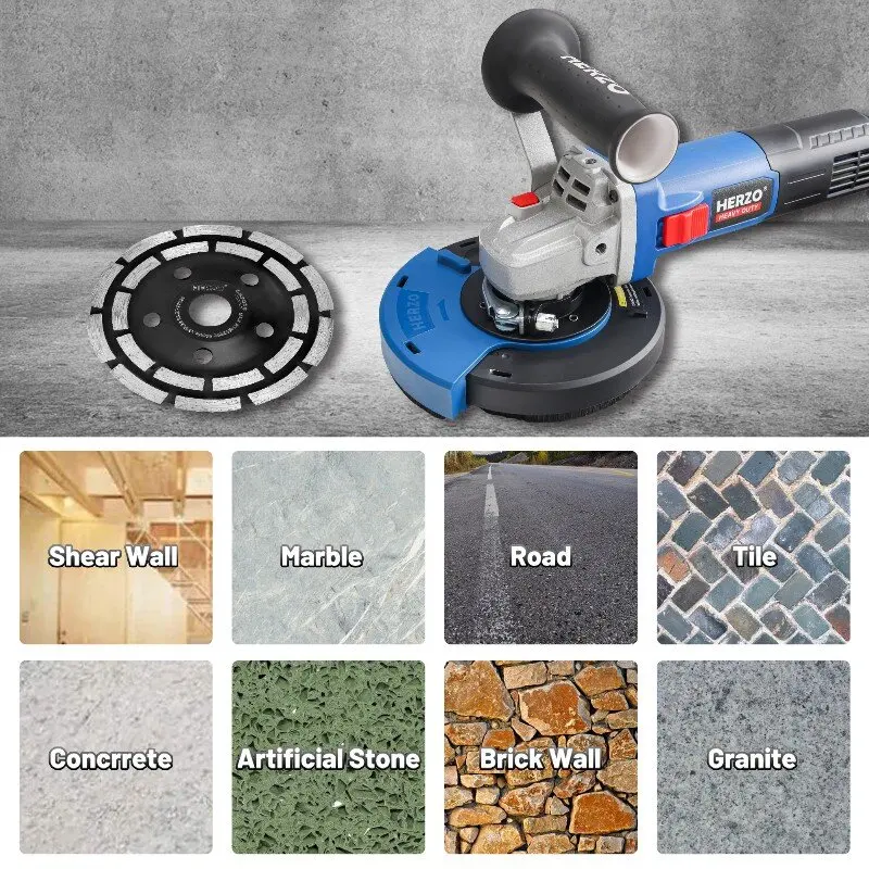 HERZO – broyeur de sable de béton 220V 1400W, broyeur de pierre portatif multifonctionnel sans poussière, machine à cirer et à polir le béton