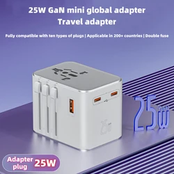 JINGMIN International Travel Adapter USB Charger 1 USB and 2 Type C Port All-in-one Wall Charger for US EU UK AUS Travel