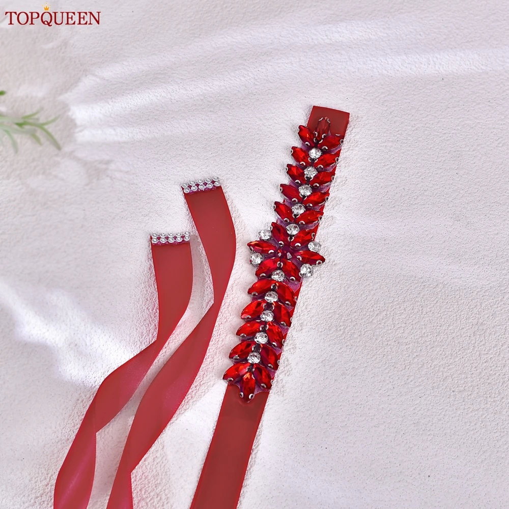 TOPCalls EEN Nouveau Mariage Patients Ceinture De Luxe Robe De Soirée fur s Up Rouge Strass Ceinture De ixDe Noël Robe Taille Bijoux S69-Red