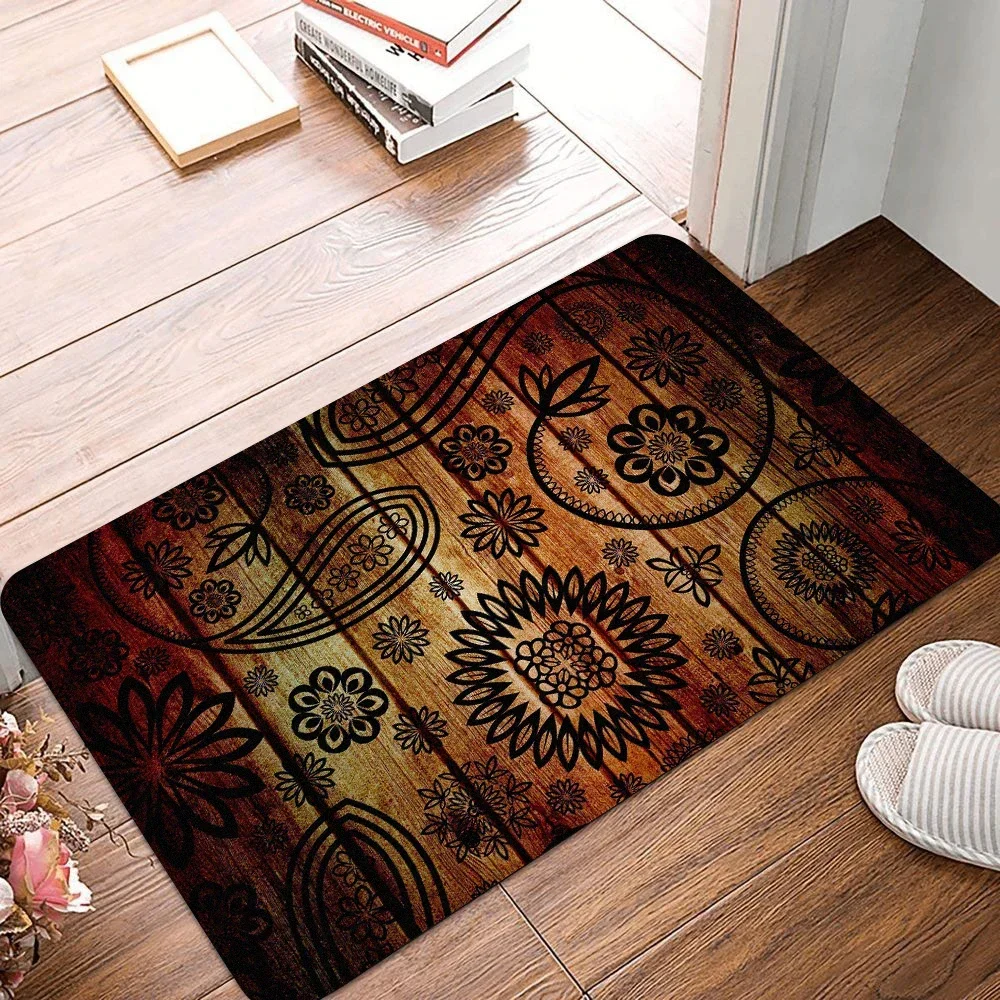 Vintage Pattern Wood Texture Bathroom Non-silp Door Mat Suitable for Living Room Entrance Decorative Accessories Pad Bedroom Rug