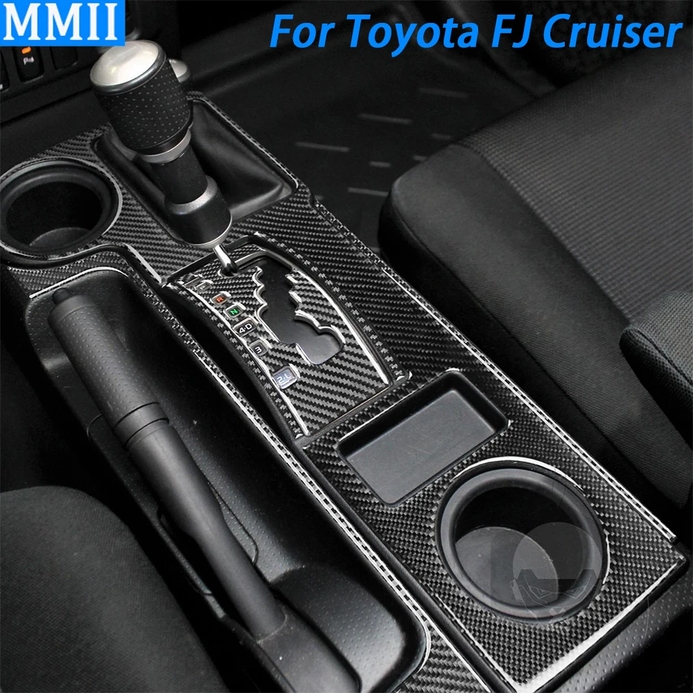 

For Toyota FJ Cruiser 2007-2021 Real Carbon Fiber Gear Shift Water Cup Holder Panel Trim Cover Car Interior Accessories Sticker