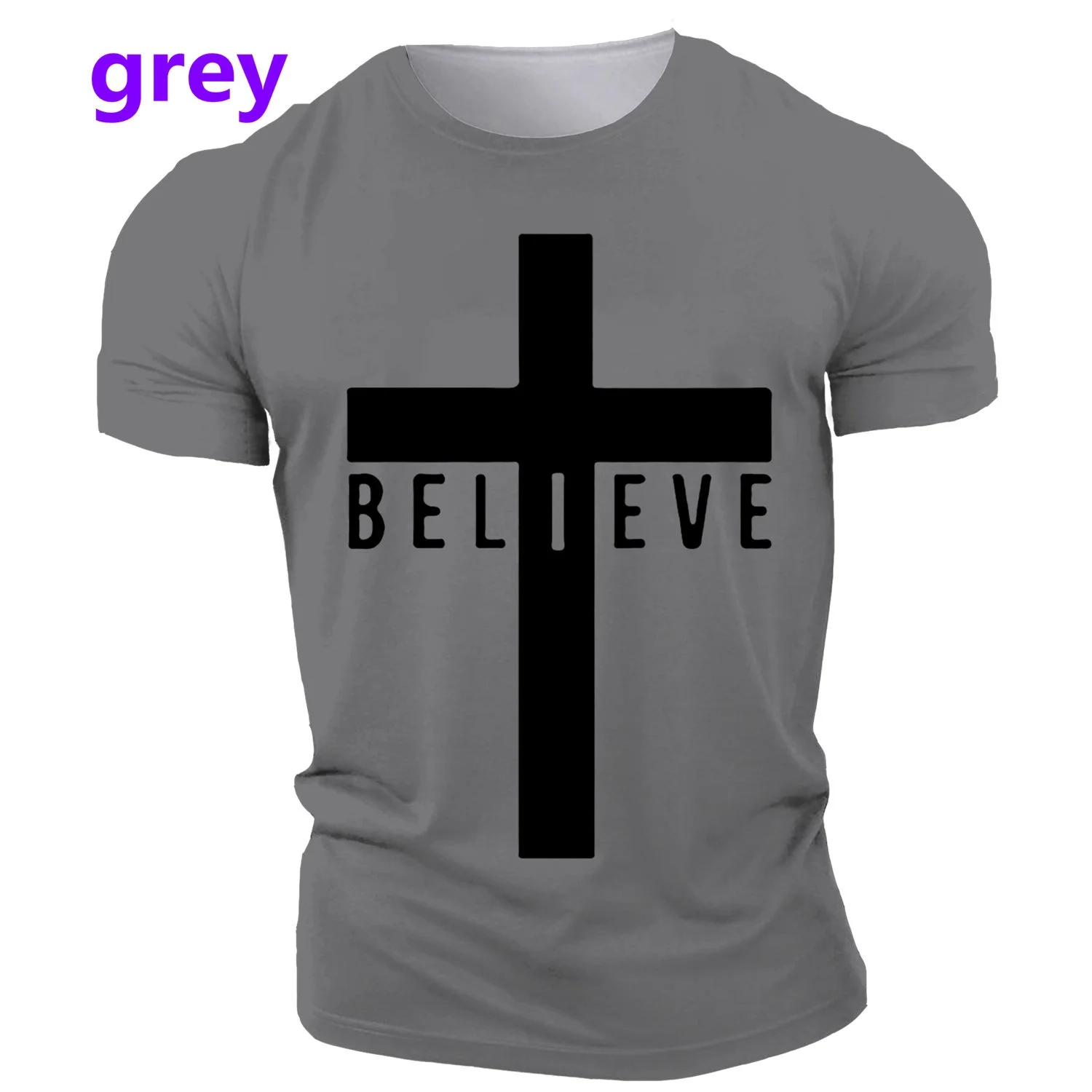 I Believe in God Christian Men\'s Fashion T-shirt 3d Printed Cross T-shirt Jesus Shirt Short Sleeve Top