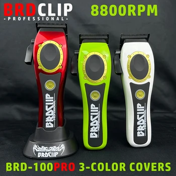 Nova atualização brdclip 100pro 8800rpm 3 capas máquina de cortar cabelo profissional barbeiro 4500mah máquina de corte de cabelo aparador de cabelo com base