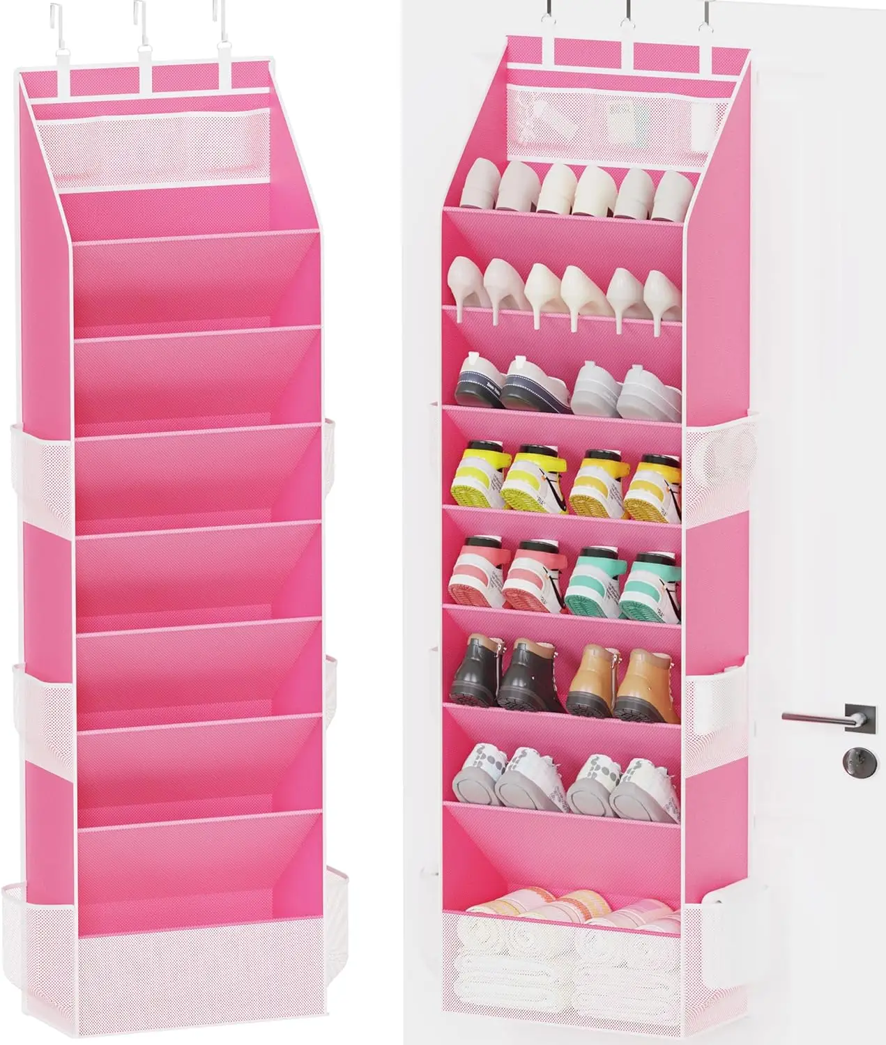

Органайзер для обуви на дверь, подвесной органайзер для обуви в шкаф с большими глубокими карманами, вмещает 16–24 пары кроссовок, размер S