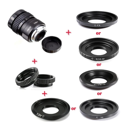 Imagen 2 del producto FUJIAN 25mm F1.4 CCTV TV lente de película + montaje C + anillo Macro para Sony E Mount Nex-5T Nex-F3 Nex-6 Nex-7 Nex-5R A6300 A6100 A6500 A5100