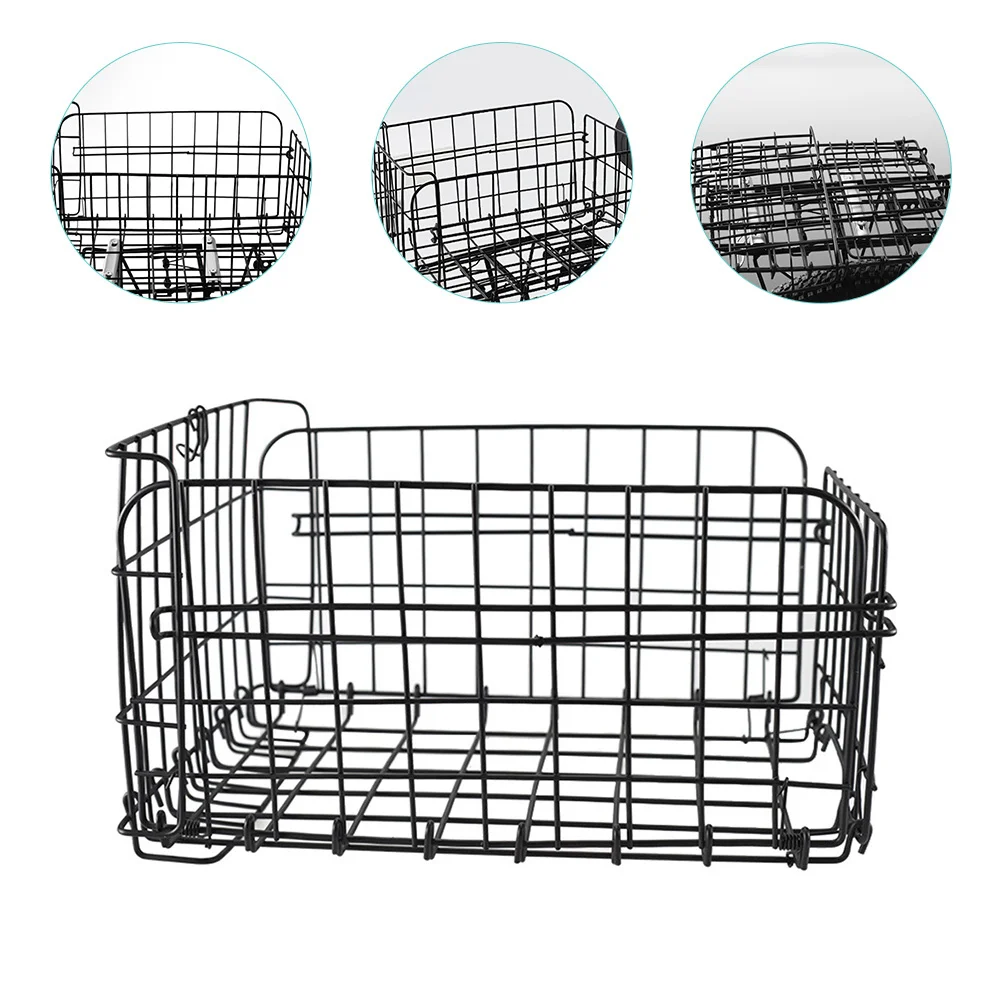 

Durable Steel Wire Bicycles Rear Basket Black Easy Install for Books Bags Groceries Bike Basket Bike Part Bicycles Accessory