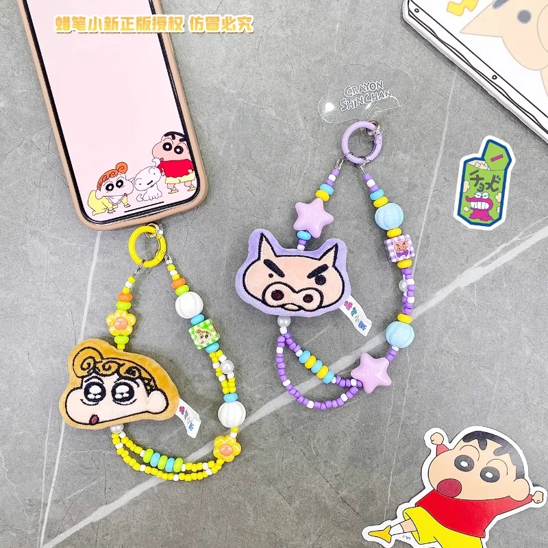 Kawaii الكرتون تلوين شين تشان المفاتيح سلسلة شخصية الهاتف المحمول سلسلة من الخرز سيارة حلقة رئيسية دمية زينة هدايا عيد الميلاد #5