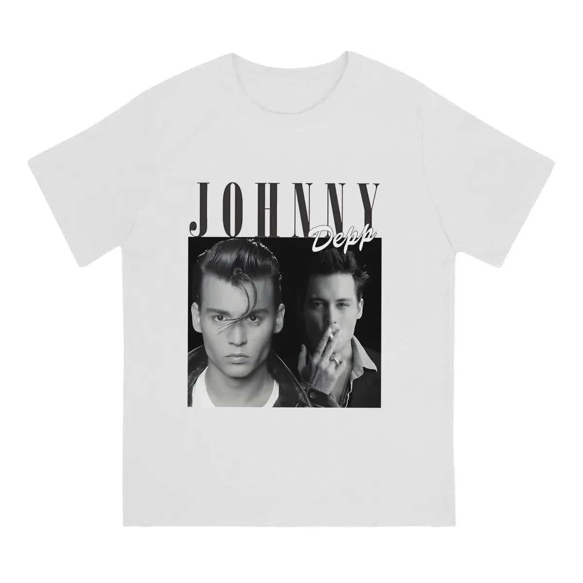 Humorous  Depp T-Shirts for Men Round Collar Cotton T Shirt Actor Johnny  Short Sleeve Tees Classic Tops