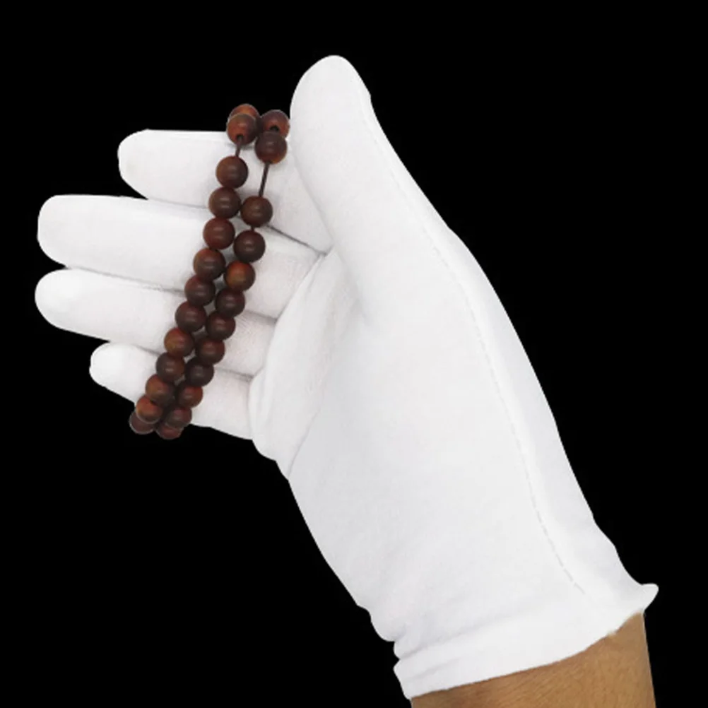 

12 Pairs Pure Cotton Labor Protection Gloves White Comfortable Safety Working Hand Gardening Cleaning Industrial Construction
