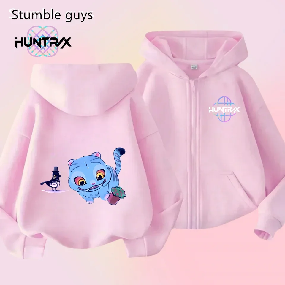 KPop شيطان الصيادين 3-12Y الاطفال قلنسوة بسحاب ربيع الخريف ملابس رياضية الفتيان ملابس الفتيات الدافئة طباعة عادية 2026 جديد