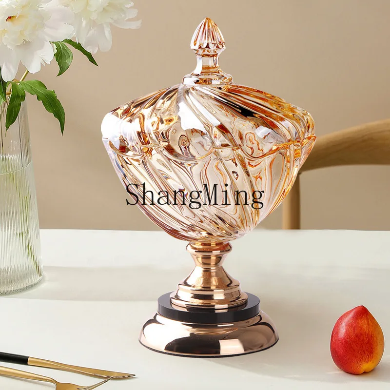 

CL wind colored crystal glass candy jar light luxury storage jar with lid household sugar tank sugar jar