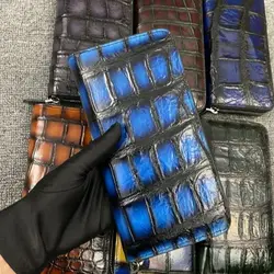 2023 New Designer Luxury Crocodile Skin Men Long Wallets Leisure Genuine Leather Clutch Bag Lage Capacity Zipper Wallet 45