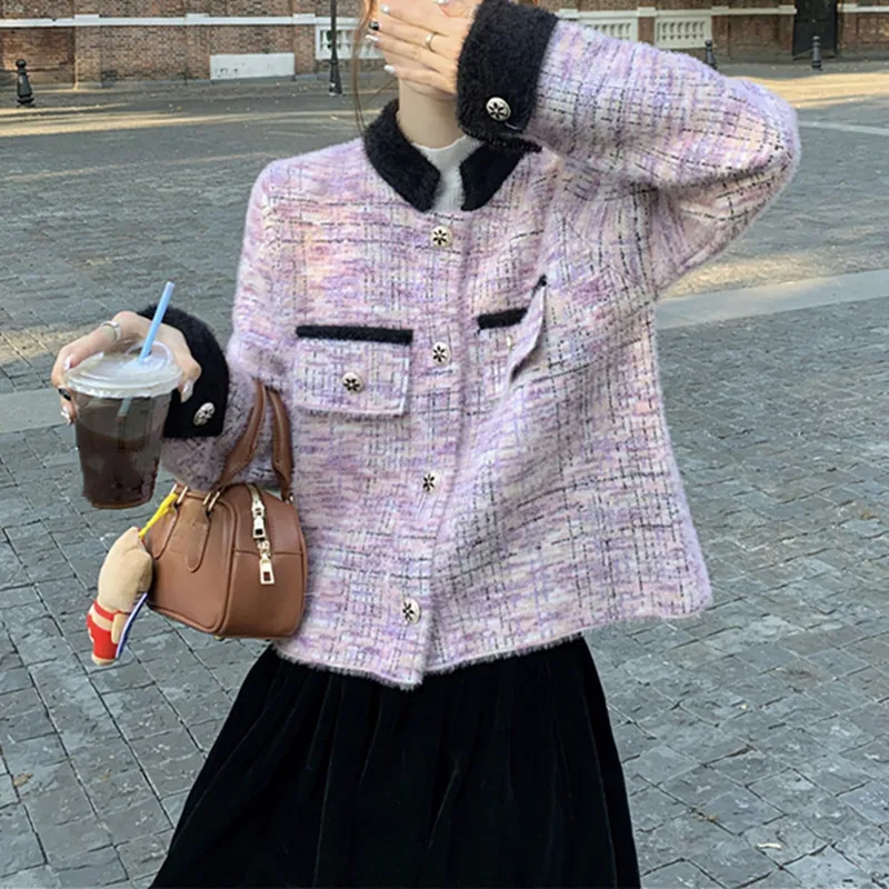 

Chic Loose Color Blo Outerwear Women's Faion Autumn Winter New Design Sensation Small ence Top Trendy Korean Sle
