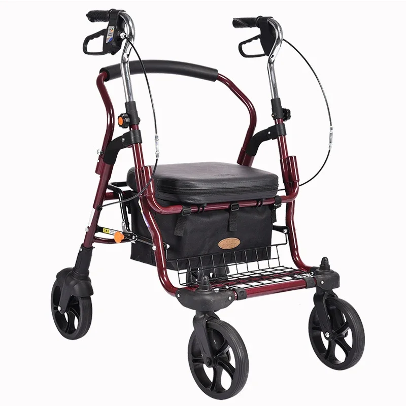 Steady Aluminum Alloy Rollator Walker Elderly Shopping Trolley Trolley With Armerest And Seat