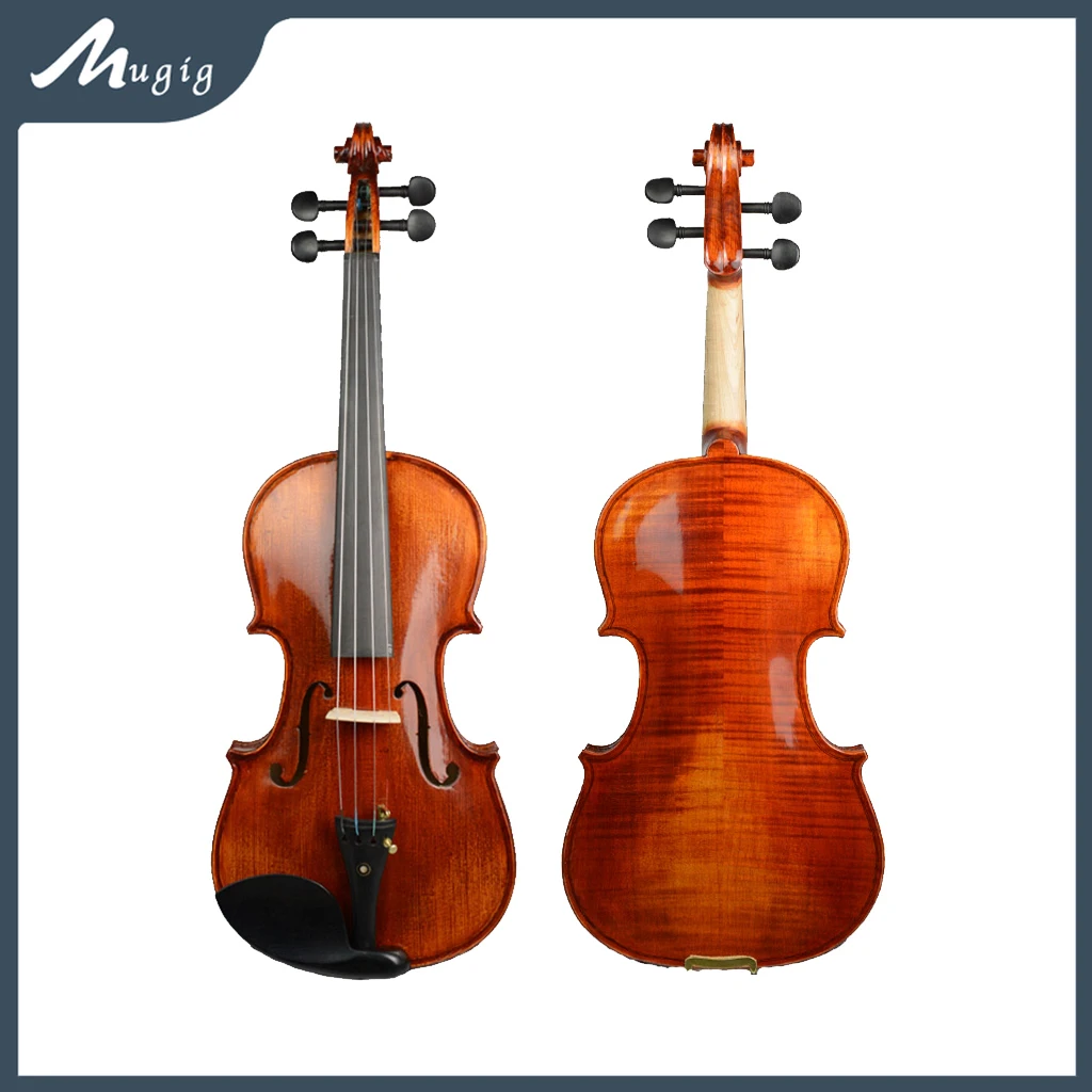 

Advanced Pure Handcraft Concert Fiddle Solidwood Flamed Maple 4/4 Violin Antique Vanrish Excellent Tone With IPE Bow Bridge CASE