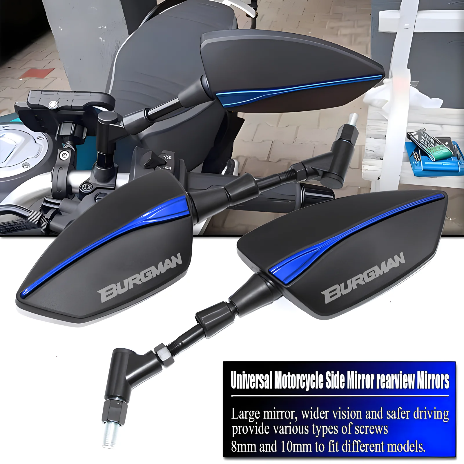 

Подходит для BURGMAN AN125 AN250 AN400 AN650 AN 650, боковые зеркала заднего вида для мотоцикла
