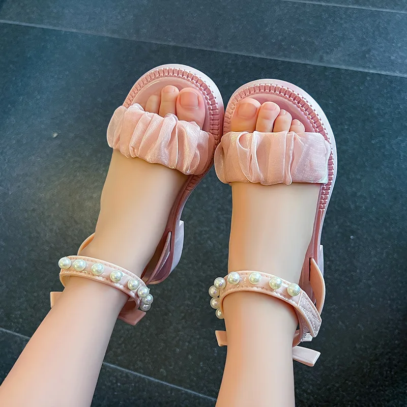 Sandalias Girl Sandals 2023 Summer Fashion Princess Shoes scarpe da studente con suola morbida scarpa da ragazza scarpa per bambini per ragazza muslimah