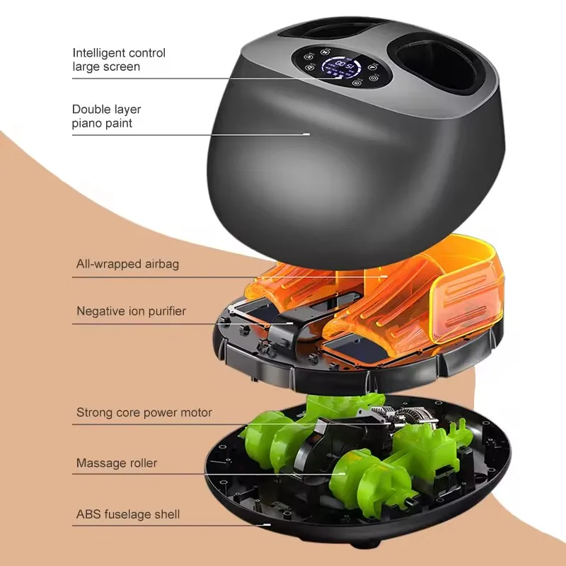 Shiatsu Foot SPA Heating Infrared Vibration Air Compression Electric Roller Deep Kneading Foot and Leg Calf Massager Machine