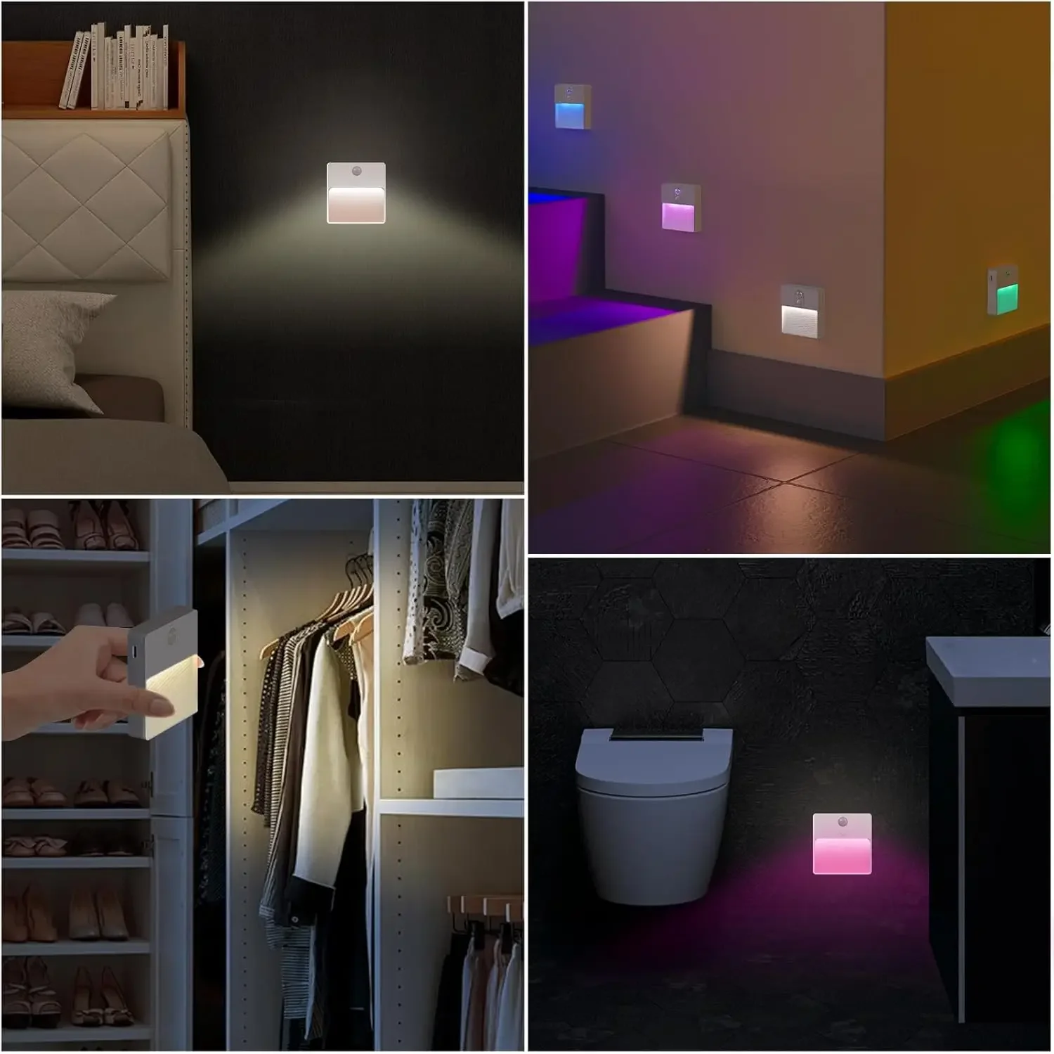 Xiaomi-luz nocturna LED RGB con Sensor de movimiento, lámpara de pared recargable por USB, LED inalámbrico para dormitorio, cocina, escalera, luces de armario