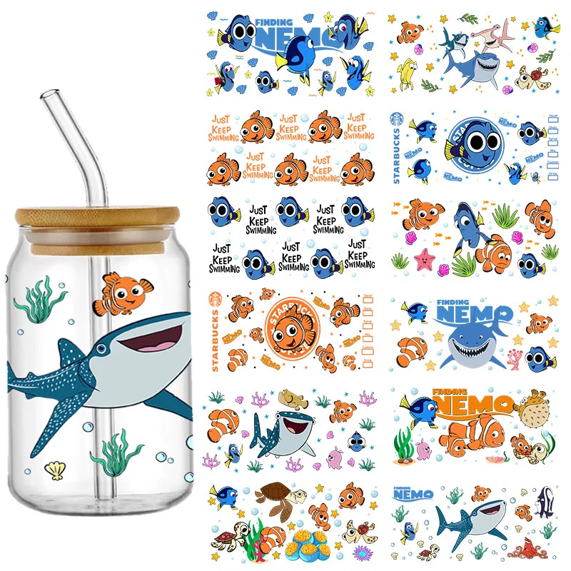 Disney's Finding Nemo 16OZ UV DTF Cup Wraps Transfer Sticker For Glass Libbey Can Bottle Selfadhesive Washable DIY Custom