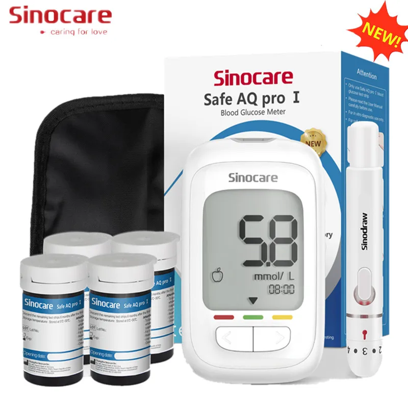 Sinocare Safe AQ pro Ⅰ compteur de glycémie glucomètre Kit testeur de diabète 50/100 bandelettes de Test lancettes compteur médical de glycémie