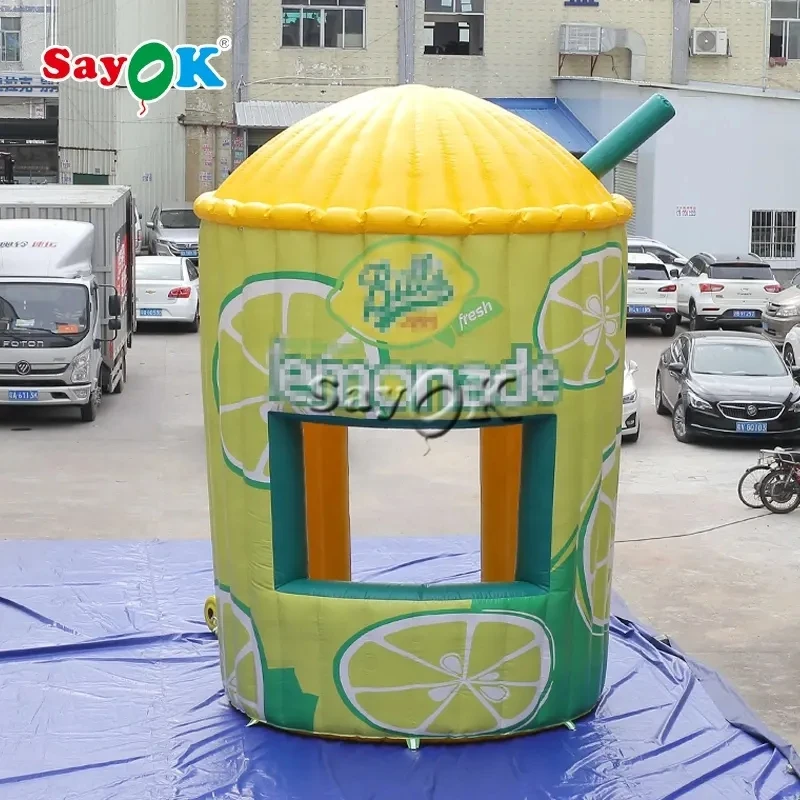 SAYOK Inflatable Lemonade Concession Stand Drink Tent Booth Inflatable Lemonade Booth for Business Event Advertising Promotion