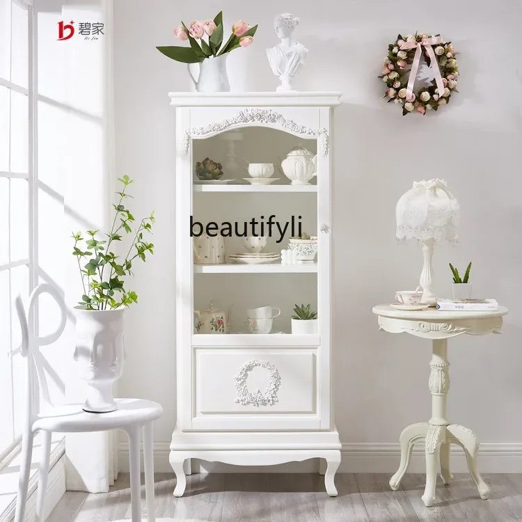 

French engraved dining side cream style display princess style bookcase solid wood retro R