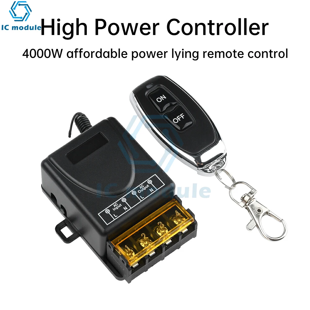 High Power 433.92MHz Wireless Remote Control Switch AC 85-250V 40A Water Pump Receiving Switch for Water Pump Lamp Fan Control