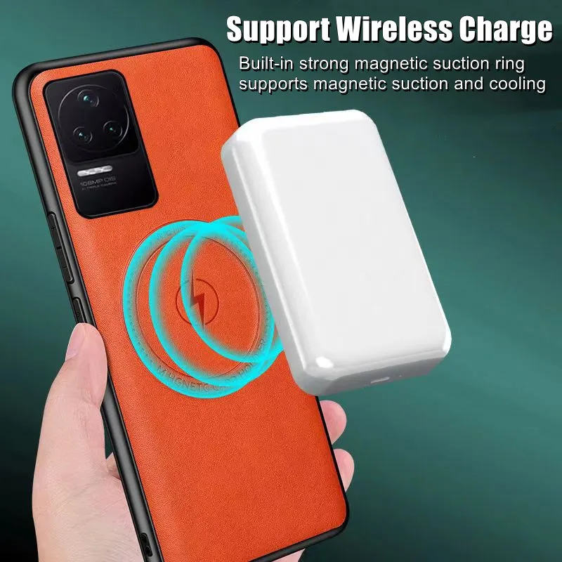 Magsafe Magnetic Wireless Charging Case for Xiaomi Mi Poco F3 Mi Poco F4 GT Redmi K50 K30 Premium Leather Shockproof Armor Cover