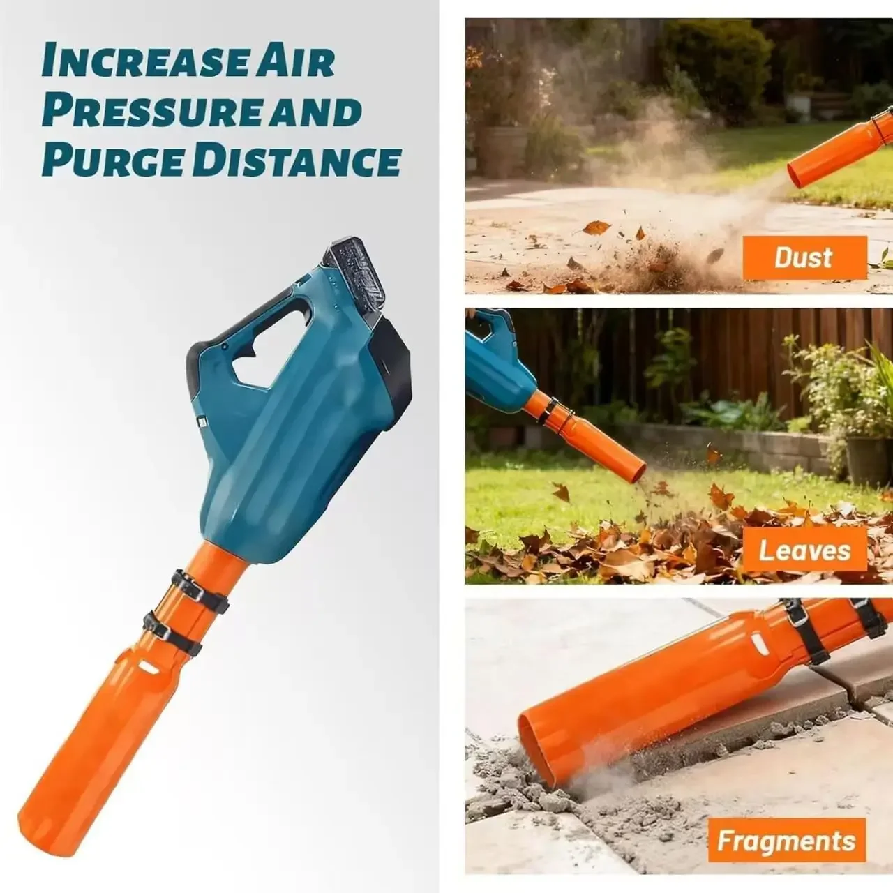 Universal Leaf Blower Air Booster Funnel High-Speed Airflow Nozzle Adapter for 2-4 Inch Circular Nozzles to Increase Blowing For