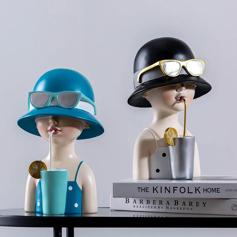 

Creative Nordic Cute Girl Resin Ornaments, Home Decor Crafts, Statue, Desk, Figurines Decoration, Bookcase Gifts for Couples