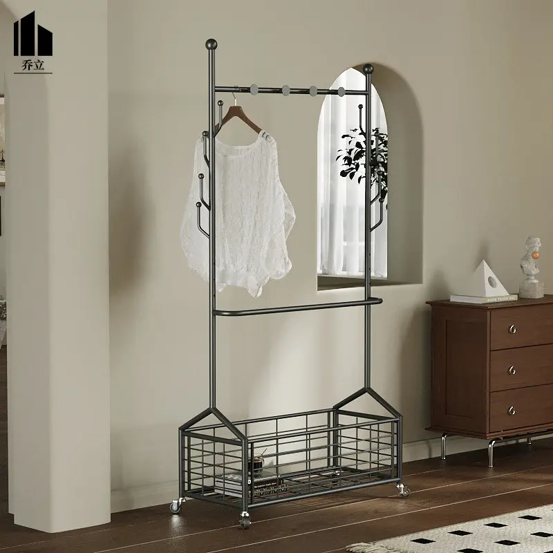 Multifunctional Coat Rack with Storage Shelf Freestanding Clothes Stand Rolling Garment Drying Rack