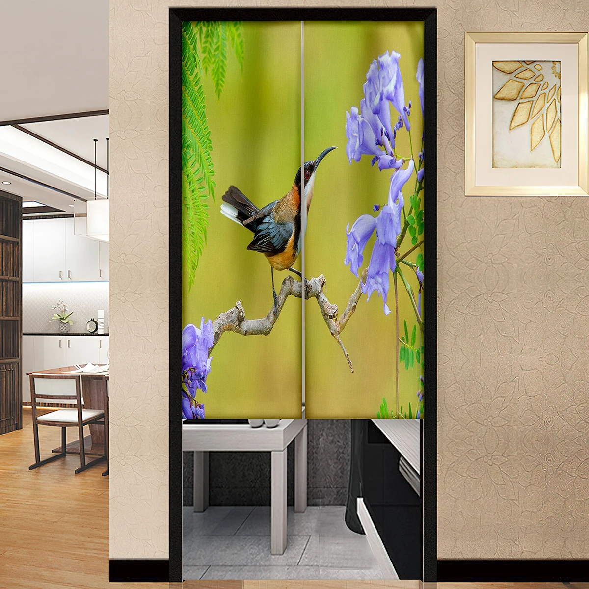 Nature Bird Animal Door Curtain Living Room Bedroom Partition Curtains Noren Japanese Entrance Feng Shui Hanging Half-Curtain