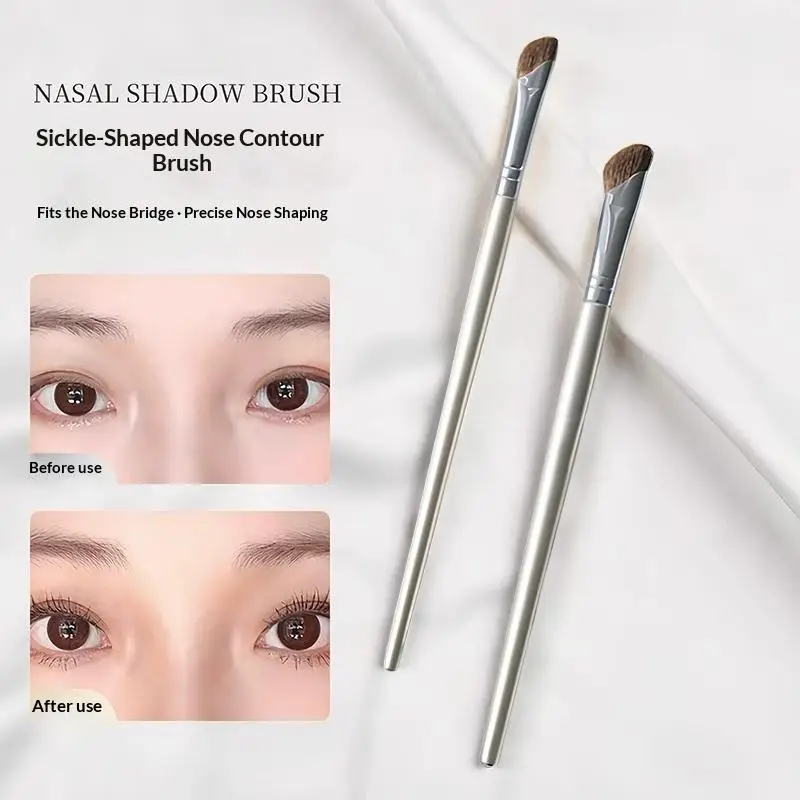 2Pcs Sickle Shaped Nasal Shadow Brush Soft Bristles For Daily Professional Makeup Use Beauty Tool