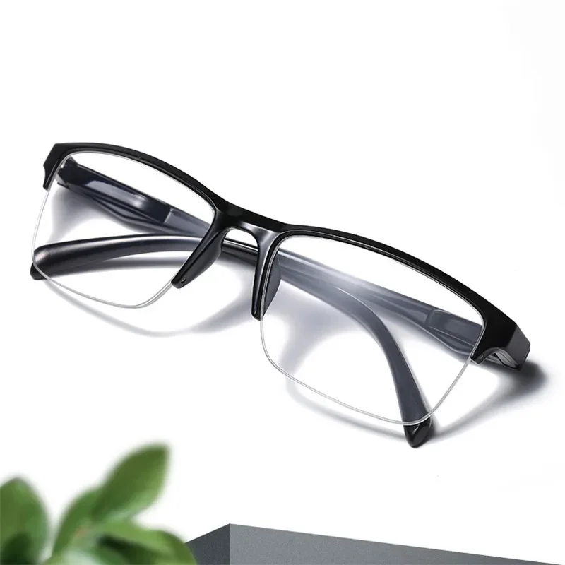 

Half Frame Reading Glasses Presbyopic Eyewear Male Female Far Sight Glasses Ultra Light Black Red with Strength +75 To +400