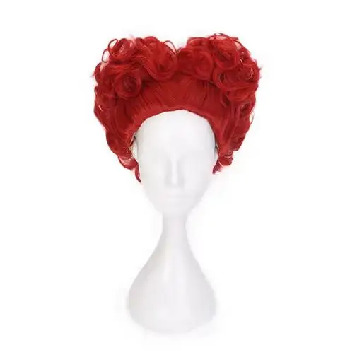 Anime Alice in Wonderland The Red Queen Red Short Curly Wig Cosplay Costume Heat Resistant Synthetic Hair Women Cosplay Wigs