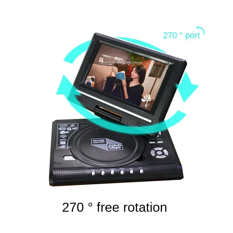 Top 7.8 Inch Portable Home Car DVD Player VCD CD Game TV Player USB Radio Adapter Support FM Radio Receiving-EU Plug