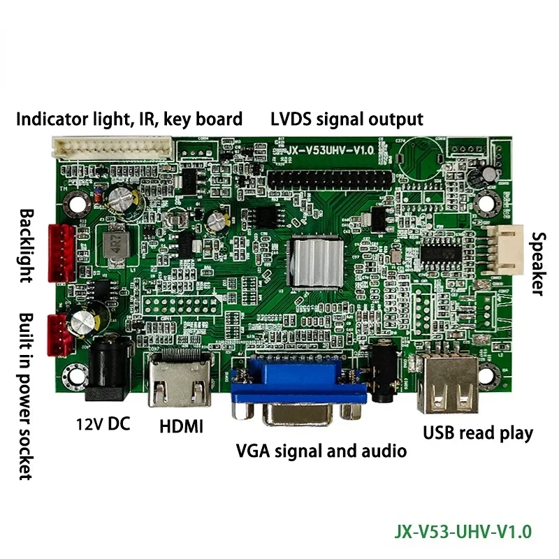 Hot sales  JX-V53 HD LCD controller board HDMI+2USB+AV USB touch/upgrade and 232 serial port functions