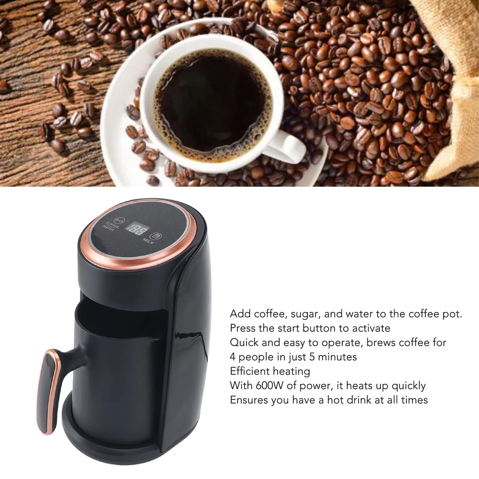 Automatic Turkish Coffee Machine Professional 300ML 60℃~100℃ Fast Heating Efficient Turkish Coffee Maker for Office