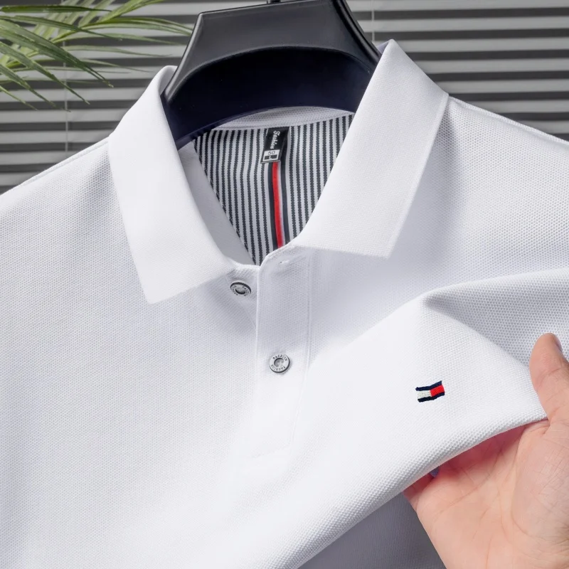 100% algodón puro novedad de verano, POLO de manga corta para hombre de gama alta de marca personalizada, camiseta bordada exquisita de diseñador, top informal