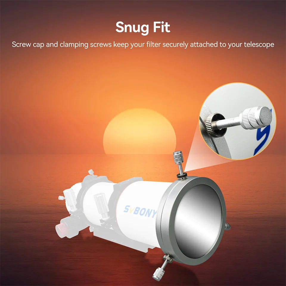 SVBONY SV229 Solar Filter Metal Cap for Tubes with Outer Diameter from 80mm to 118mm or from 118mm to 159mm of Telescope
