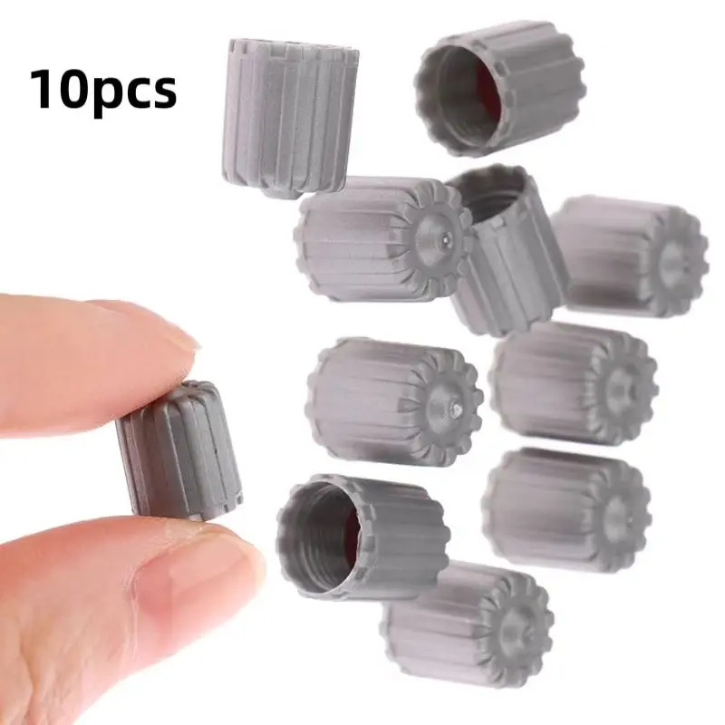 

10 Pcs Car Tire Valve Stem Caps Nylon Tyre Air Port Dust Covers W/ Gasket Gray Accessories for Auto Bike