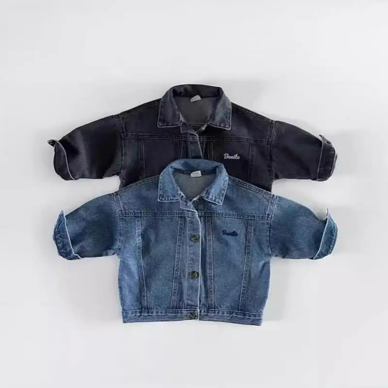 

Autumn New Baby Long Sleeve Denim Coat Fashion Infant Boy Lapel Casual Jacket Solid Baby Girls Denim Cardigan Children Clothes