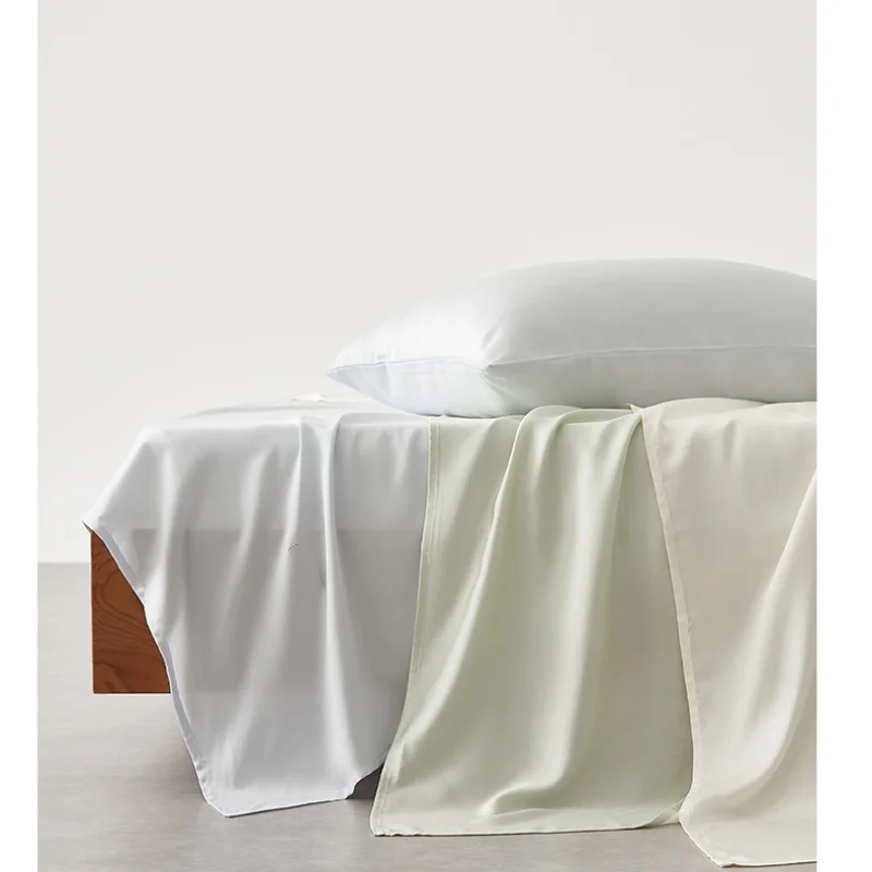 3Pcs White Sheet Set Silky 100% Lyocel Flat Sheet+Pillowcase Luxury Brief Soft Breathable Hot Sleeper Home Hotel Wedding Bedding