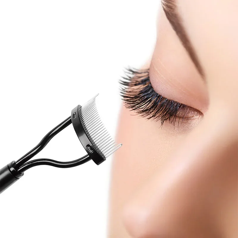 Rizador de pestañas, maquillaje de belleza, separador de pestañas, cepillo de pestañas de Metal plegable, peine, máscara, rizo, herramienta cosmética de maquillaje de belleza