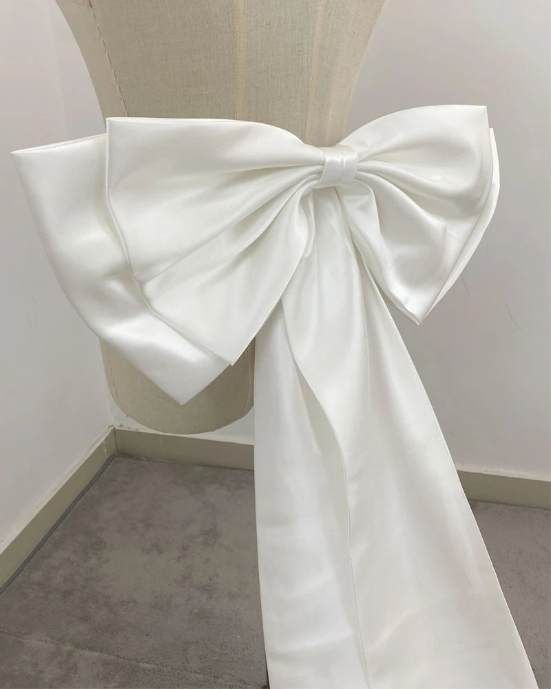 Detachable Bridal Satin Bow For Wedding Dress Seperate Removeable Long Satin Bows Knots