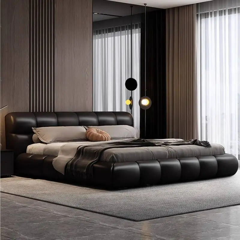 

Modern Black Double Bed Decoration Girls Elegant Style Floating Double Bed Storage Modern Luxury Cama Casal Furniture For Home